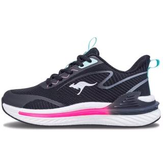 【KangaROOS】美國袋鼠鞋 女 RUN DASH 科技機能慢跑鞋 黑粉(KW41190)