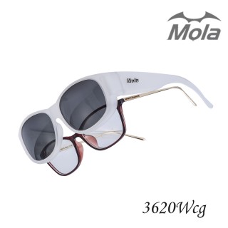 【MOLA 摩拉】近視外掛式偏光太陽眼鏡 UV400 POLARIZED 男女 灰片 3620Wcg(近視眼鏡遮陽必備)