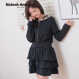 【Kinloch Anderson】連帽拉鍊設計蛋糕裙洋裝連身裙 金安德森女裝(KA0375706 紫/黑)
