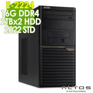 【Acer 宏碁】Altos 商用伺服器(T110F5/E-2224/16G/2TBX2 HDD/2022STD)