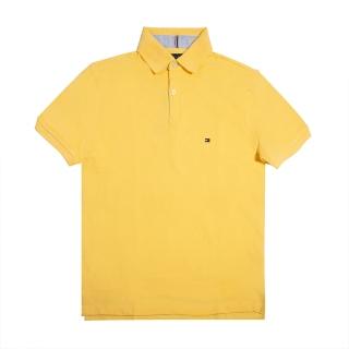 【Tommy Hilfiger】TOMMY 熱銷刺繡Logo短袖Polo衫 上衣-鵝黃色(平輸品)