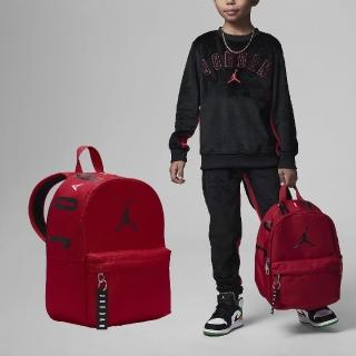 【NIKE 耐吉】後背包 Jordan Air 兒童款 紅 黑 大空間 背帶軟墊 多夾層 書包 雙肩包 背包(JD2413029TD-001)