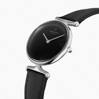 【Nordgreen】ND手錶 Unika 獨特 32mm 月光銀殼×黑面 極夜黑真皮錶帶(UN32SILEBLBL)