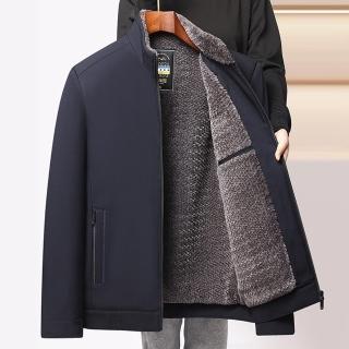 【米蘭精品】加絨外套休閒夾克(加厚立領中老年防寒男外套2色74gr6)