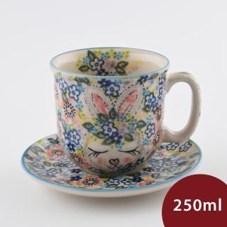 【波蘭陶】咖啡杯盤組 250ml 波蘭手工製(童話森林系列)