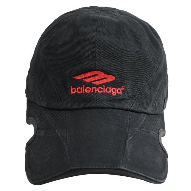 【Balenciaga 巴黎世家】簡約電繡LOGO棉質棒球帽(黑)