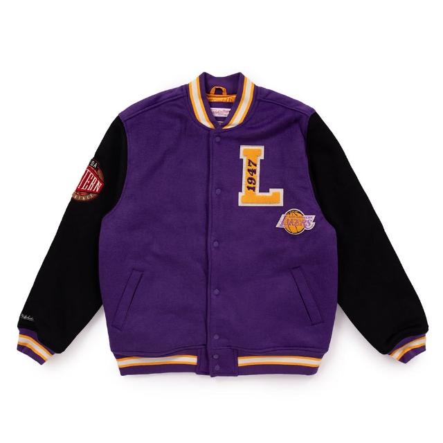 【Mitchell & Ness】NBA Team Legacy Varsity Jacket 校隊外套 湖人 紫黑(高端羊毛混紡校隊外套)