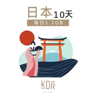 【KarDear】日本10天SIM卡 每日1.1GB高速流量 降速吃到飽(日本網卡 支援熱點分享)