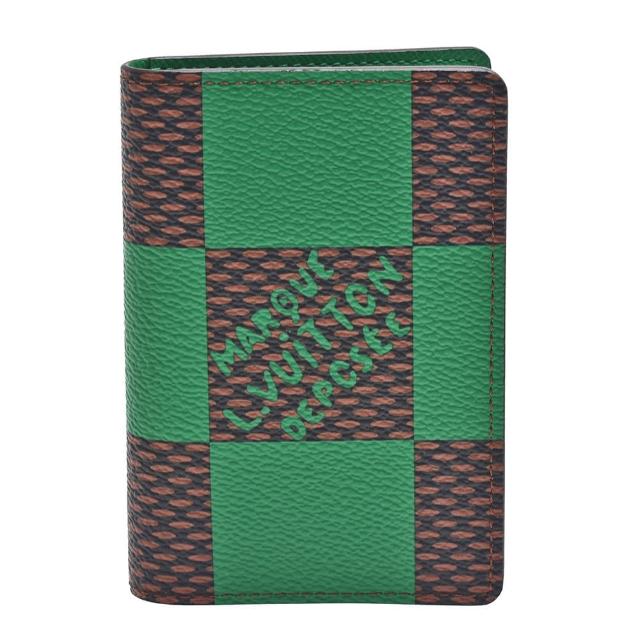 【Louis Vuitton 路易威登】N40613經典Damier Pop帆布印花對折卡片夾(綠色)