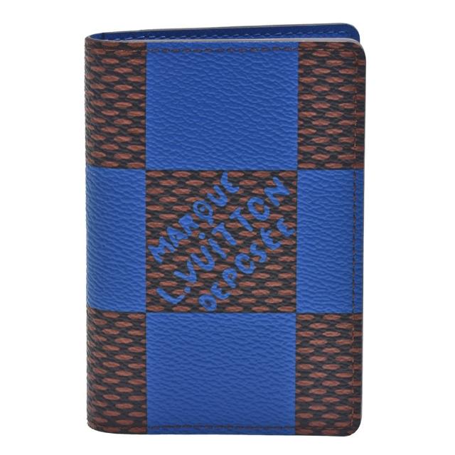 【Louis Vuitton 路易威登】N40543經典Damier Pop帆布印花對折卡片夾(藍色)