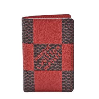 【Louis Vuitton 路易威登】N40614經典Damier Pop帆布印花對折卡片夾(紅色)