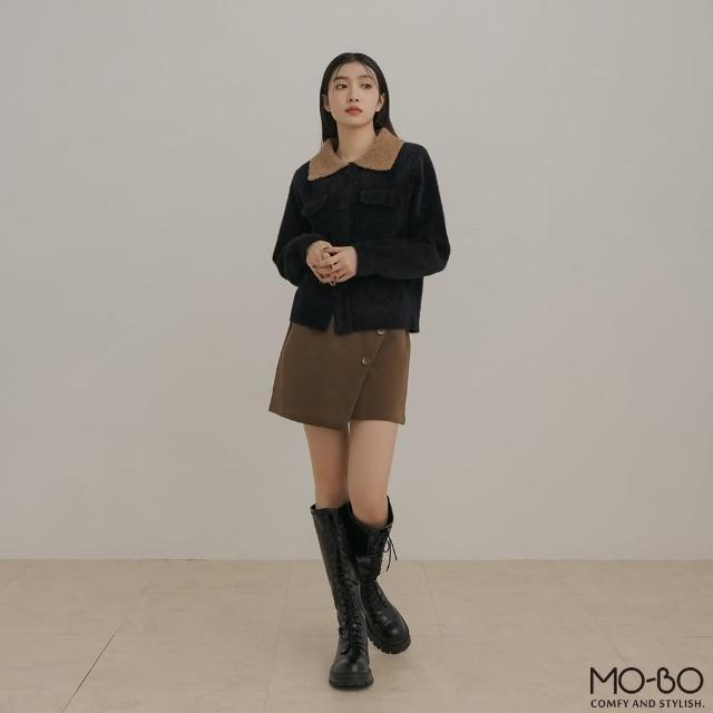 【MO-BO】QQ毛配色領片針織外套