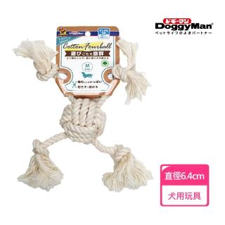 【Doggy Man】犬用自然素材棉質潔牙四向拉索玩具-M(寵物用品)