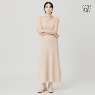 【CORBAN】洋裝 顯瘦背心針織長洋裝 女款 杏 TD186