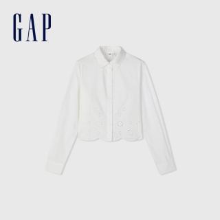 【GAP】女裝 純棉長袖襯衫-白色(891882)