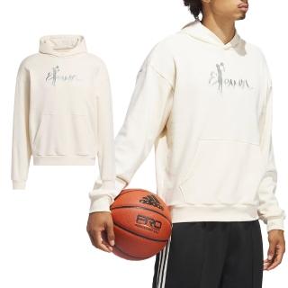 【adidas 愛迪達】TRAE 男款 米色 籃球 運動 訓練 連帽 上衣 長袖 IL1619