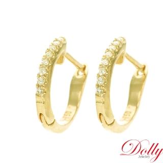 【DOLLY】0.10克拉 輕珠寶18K黃K金鑽石耳環