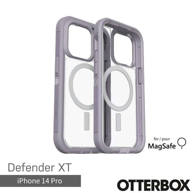 【OtterBox】iPhone 14 Pro 6.1吋 Defender XT 防禦者系列保護殼-紫/透(支援MagSafe)