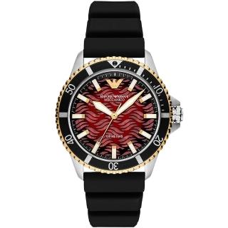 【EMPORIO ARMANI】波浪刻紋機械手錶經典腕錶42mm(AR60070)