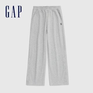 【GAP】女裝 Logo鬆緊寬褲-淺灰色(876143)