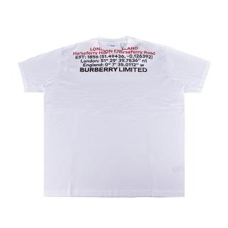 【BURBERRY 巴寶莉】BURBERRY LOCATED印花LOGO倫敦總部坐標純棉短袖T恤(男款/白)