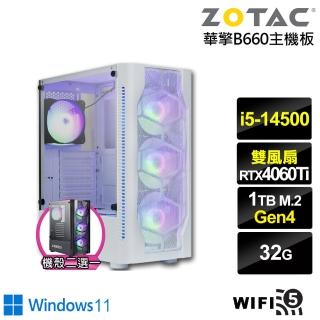 【NVIDIA】i5十四核GeForce RTX 4060TI Win11{滄狼伯爵W}電競電腦(i5-14500/華擎B660/32G/1TB/WIFI)