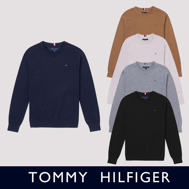 【Tommy Hilfiger】TOMMY 經典圓領Logo針織毛衣 上衣-多色組合(百搭必備/平輸品)