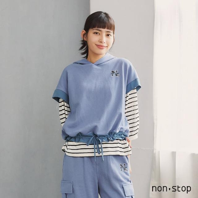 【non-stop】休閒印字連帽無袖T恤-2色