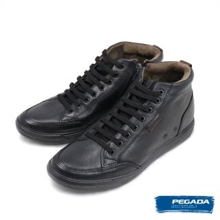 【PEGADA】巴西經典拉鍊綁帶高筒休閒鞋 黑色(110405-BL)