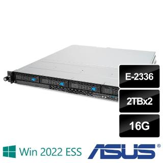 【ASUS 華碩】E-2336 六核熱抽機架伺服器(RS300-E11/E-2336/16G/2TBx2 HDD/450W/2022ESS)
