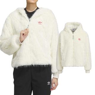 【adidas 愛迪達】New Fur JKT 女款 白色 CNY 新年 龍年 人造毛皮 連帽 外套 IX4225