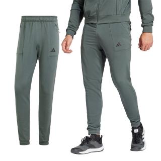 【adidas 愛迪達】WO DK PT 男款 灰綠色 吸濕排汗 拉鍊口袋 棉質 舒適 運動 訓練 健身 長褲 IT4311