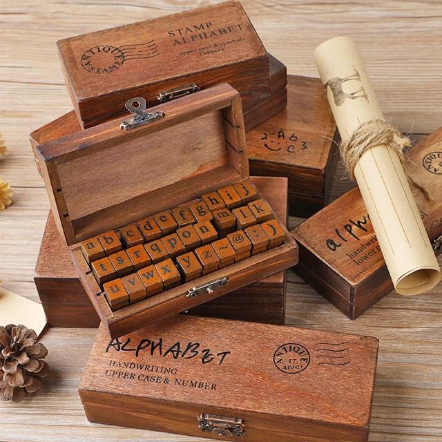 【RAYRAYGO】木盒裝 英文字母數字印章(2款)