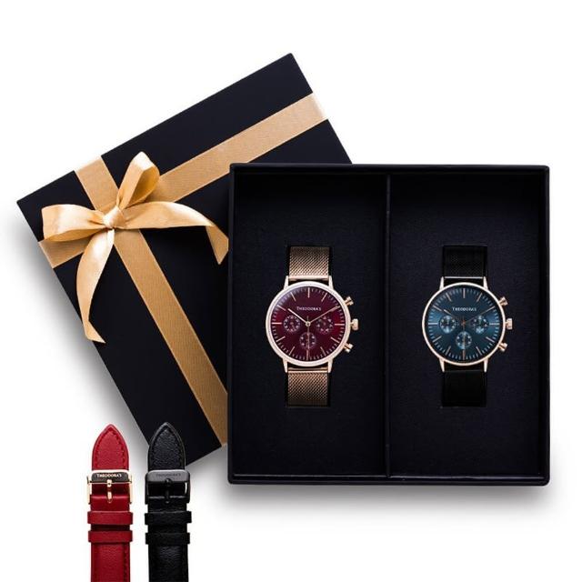 【THEODORA’S 希奧朵拉】[可選色]情人節禮盒-Apollo對錶+替換錶帶禮盒4入組