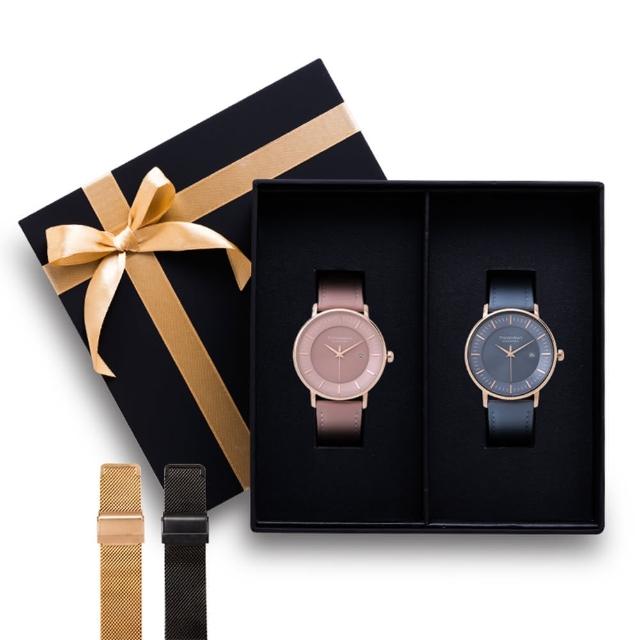 【THEODORA’S 希奧朵拉】[可選色]情人節禮盒-Aurora太陽能對錶+替換錶帶禮盒4入組