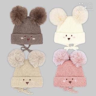 【艾比童裝】寶寶毛帽-球球熊遮耳綁繩毛帽(配件系列 A10-36)