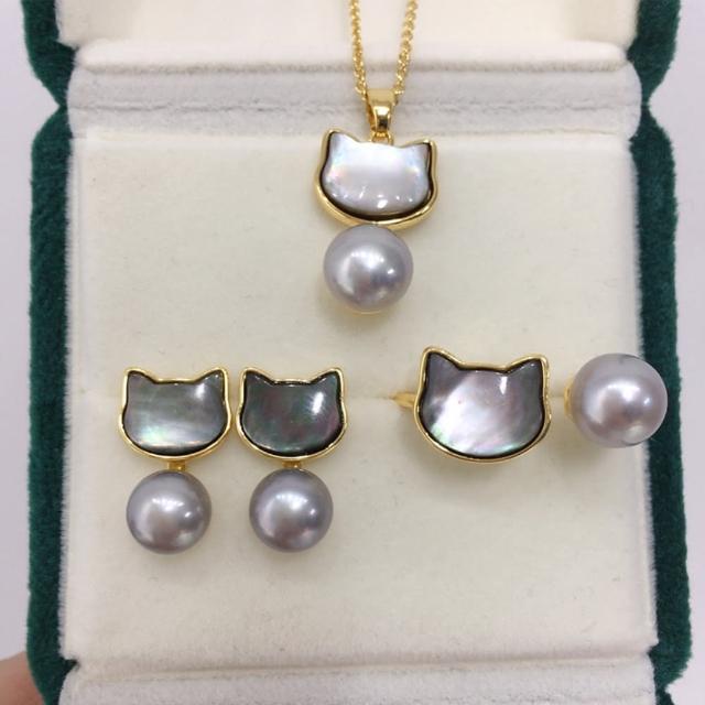【赫本珠寶】氣質貓臉蛋珍珠優雅套組(珍珠戒指、耳環、項鏈)