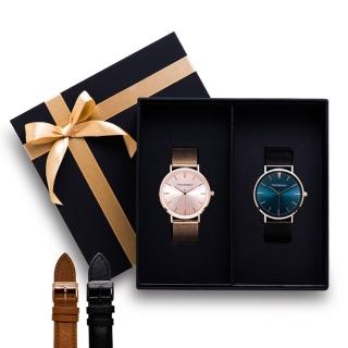 【THEODORA’S 希奧朵拉】(可選色)情人節禮盒-Hera對錶+替換錶帶禮盒4入組(情侶對錶 簡約手錶)