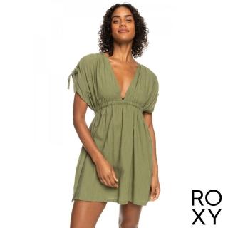 【ROXY】女款 女裝 短袖連身長裙洋裝 LOCAL FRIENDS(軍綠)