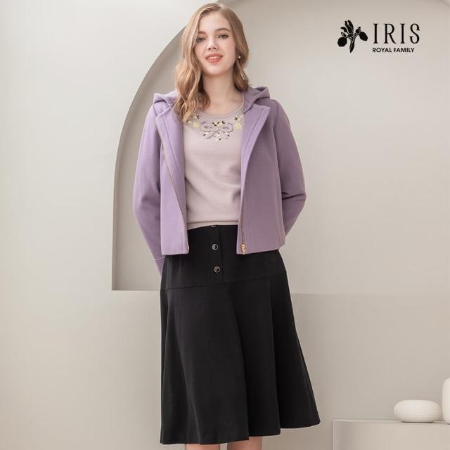 【IRIS 艾莉詩】連帽100%羊毛大衣外套-2色(36541)