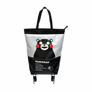 【KUMAMON 酷MA萌】熊本熊 2way 兩用手提袋 帶輪購物袋 購物車(手提袋 手提包 可拉出小輪當拖車 輕鬆購物)