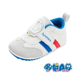 【Doraemon 哆啦A夢】正版童鞋 哆啦A夢 超細纖維寶寶鞋/方便 柔軟 舒適 台灣製 藍白(DMKK39249)