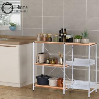 【E-home】雙排三層廚衛電器收納置物架 2色可選(文書架 書架 櫥櫃)