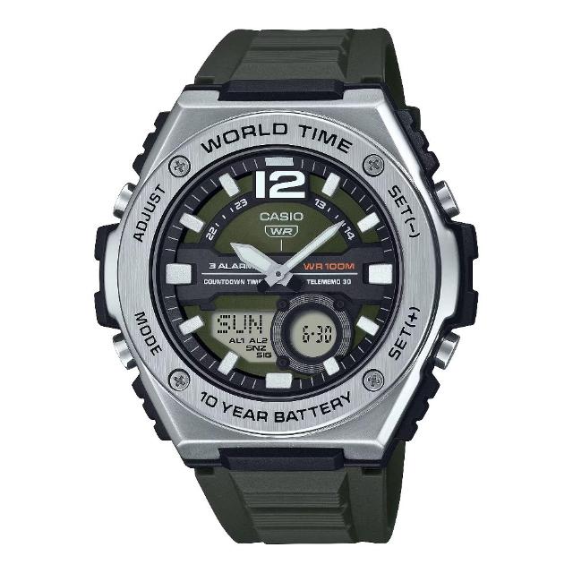 【CASIO 卡西歐】高雅氣質時尚潮流腕錶 綠面 50.6mm(MWQ-100-3AV)