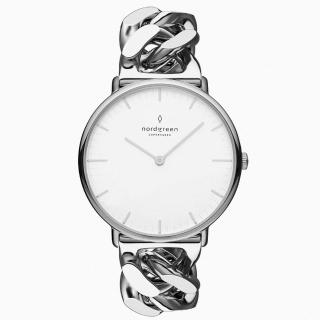 【Nordgreen】ND手錶 Native 本真 28mm 月光銀殼×白面 月光銀鏈條錶帶 手鍊式錶帶(NR28SICHSIXX)