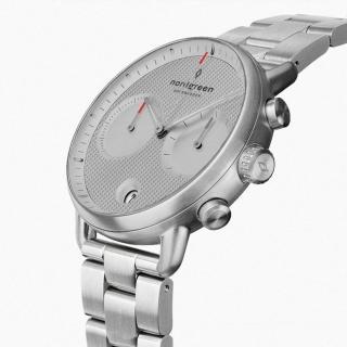 【Nordgreen】ND手錶 Pioneer 先鋒 42mm 月光銀殼×紋理灰面 月光銀三珠精鋼錶帶(PI42SI3LSITG)
