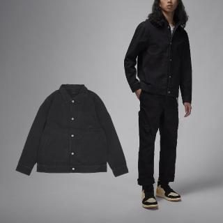 【NIKE 耐吉】外套 Jordan Essentials Chicago 男款 黑 水洗 做舊 襯衫 工裝 夾克(FN4528-010)