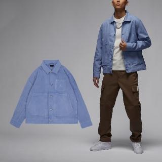 【NIKE 耐吉】外套 Jordan Essentials Chicago 男款 藍 水洗 做舊 襯衫 工裝 夾克(FN4528-436)