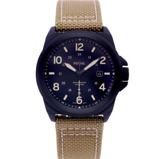 【FOSSIL】復古簡約風帆布與皮革材質錶帶手錶-黑色面/40mm(FS5917)