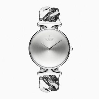 【Nordgreen】ND手錶 Unika 獨特 28mm 月光銀殼×磨砂金屬面 月光銀鏈條錶帶 手鍊式錶帶(UN28SICHSIBM)